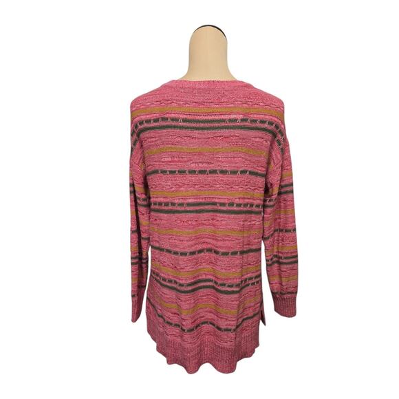 Soft Surroundings Lisabetta Stripe Sweater Textured Long Sleeve Pink Size Medium - Picture 2 of 9